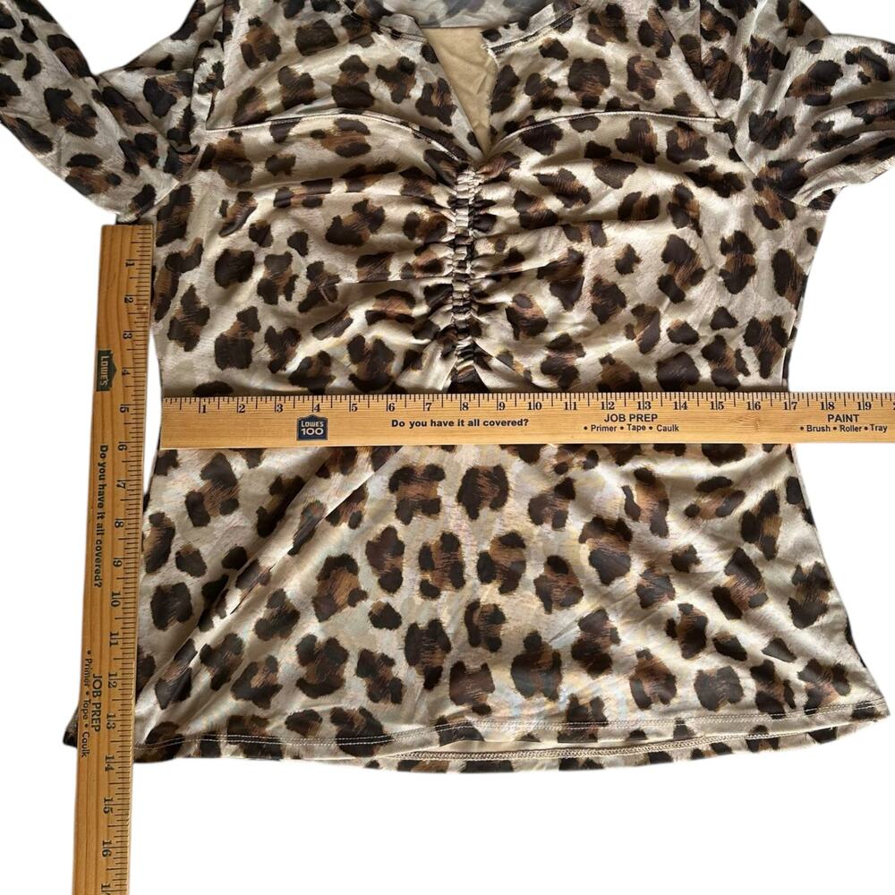 Womens Top Size XXL Cheetah Print Long Sleeve Professional Animal Cinched - Picture 3 of 7